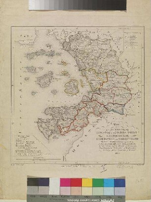 Karte von den Ämtern Husum und Bredstedt, Dänemark (1829)