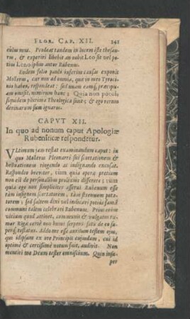 Caput XII. In quo ad nonum caput Apologiae Rubeniticae respondetur.