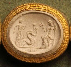 Die sitzende Ceres beschenkt Triptolemus mit Ähren (Daktyliothek, Erstes Mythologisches Tausend)