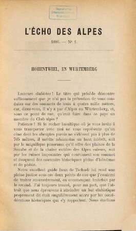 L' echo des alpes. [22]. 1886