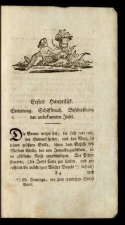 Erstes Hauptstük. Einleitung. Schiffbruch. Beschreibung der unbekannten Insel