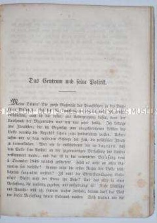 Polemische Schrift gegen das politische Zentrum in Preußen