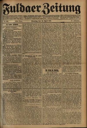 Erste Ausgabe vom Dienstag, den 13. April 1915.