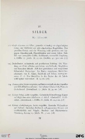 IV. Silber (Nr. 122-140)