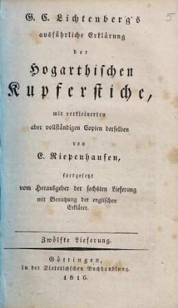 G.C. Lichtenberg's ausführliche Erklärung der Hogarthischen Kupferstiche, 12