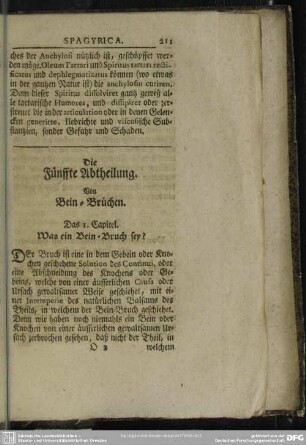 Die Fünffte Abtheilung. Von Bein-Brüchen