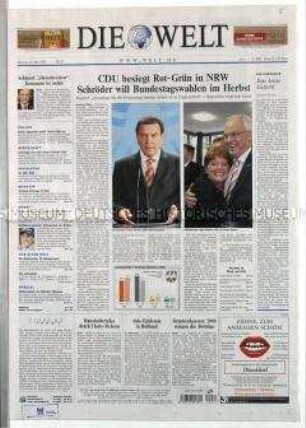 Tageszeitung "Die Welt" zum Wahlsieg der CDU bei der Landtagswahl in Nordrhein-Westfalen