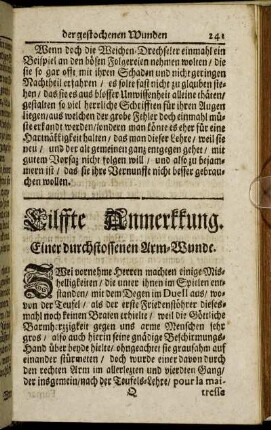 Eilffte Anmerkkung. Einer durchstossenen Arm-Wunde.