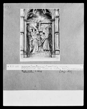 Retabel, rechter Flügel, 1. Relief: Kreuzabnahme