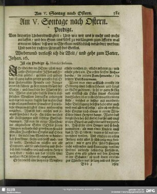 Am V. Sontag nach Ostern