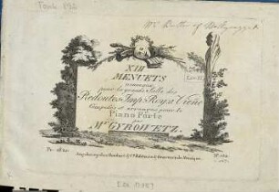 XII [i.e. XIII] Menuets nouveaux : pour la grande Salle des Redoutes Imp: Roy: a Vien[n]e, Composés et arranges pour le Piano Forte, 1 [i.e. 2]