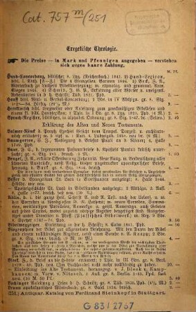 Antiquarischer Katalog von Ferdinand Steinkopf in Stuttgart. 251. 1880