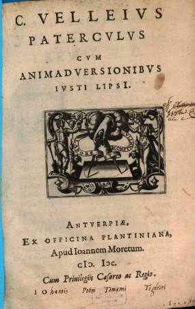 C. Velleivs Patercvlvs : Cvm Animadversionibvs Ivsti Lipsi