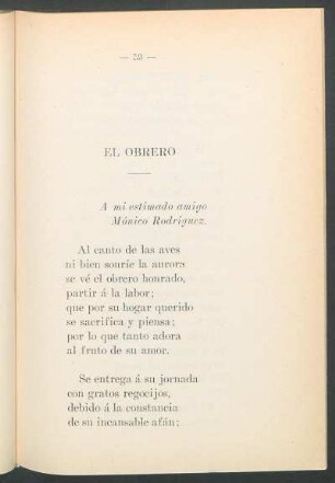 El obrero : A mi estimado amigo Mónico Rodiguez.