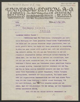 Brief an Ferruccio Busoni : 02.05.1923