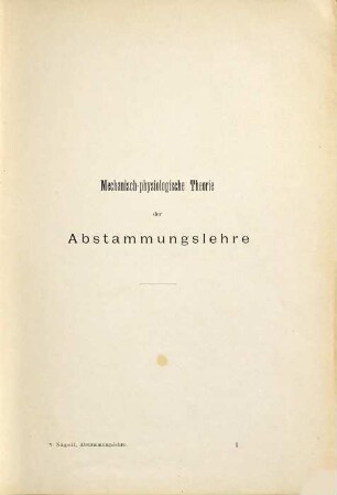 Mechanisch-physiologische Theorie der Abstammungslehre