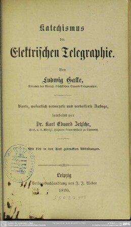 Katechismus der elektrischen Telegraphie