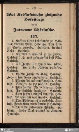 Wot Kréstusowoho zbóžnoho Hoŕestacźa habó Jutrowne Khěrlusche