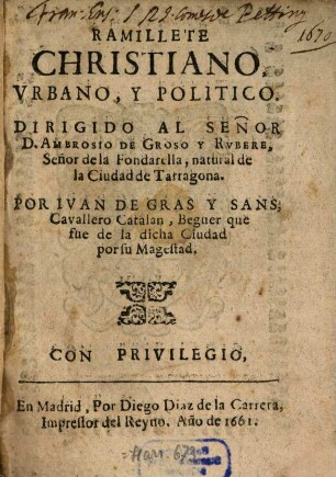 Ramillete christiano, urbano, y politico
