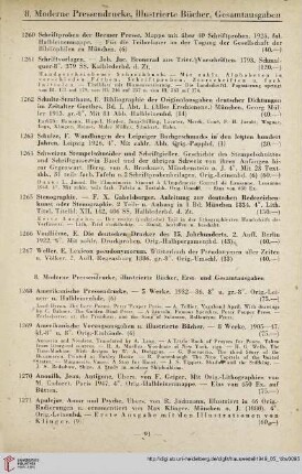 8. Moderne Pressendrucke, illustrierte Bücher, Erst- und Gesamtausgaben (Nr. 1268 - 1549)