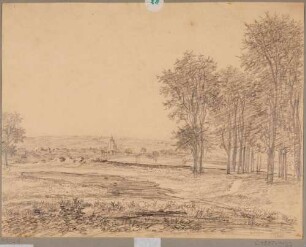 Landschaft bei Briesnitz Nahe Dresden, Blick nach Nordosten auf die Kirche