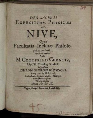 Exercitium Physicum De Nive