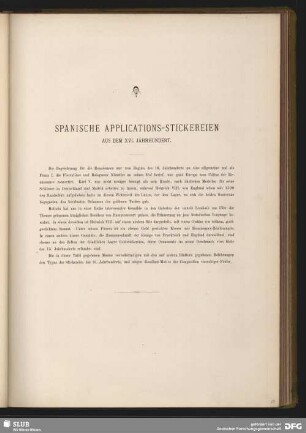 Spanische Applications-Stickereien aus dem XVI. Jahrhundert