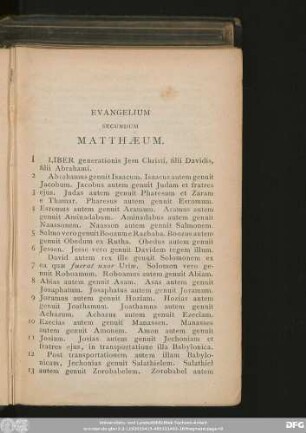 Evangelium Secundum Matthaeum.