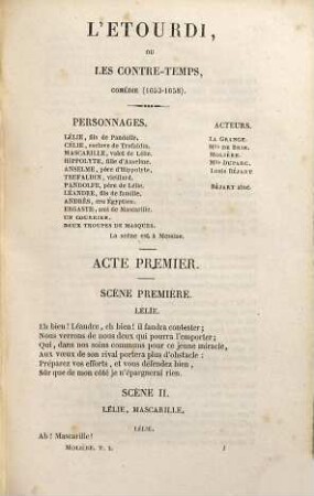 Oeuvres : avec des notes de tous les commentateurs, 1.. Vie de Molière