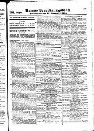 781. Ausgabe. Donnerstag, 11. November 1915