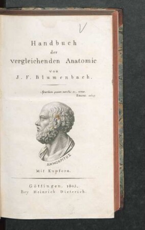 Handbuch der vergleichenden Anatomie : Mit Kupfern