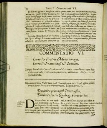 Commentatio VI. Corrector Fratris Medicum agit, Correctio Fraterna est Medicina.