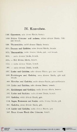 IV. Konvolute (Nr. 1088-1173)