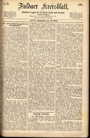 Erste Ausgabe vom Samstag, den 10. April 1880.