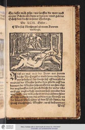 Die XCII. History Wie sich Vlenspiegel zu einem Bawren verdingt