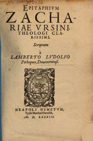 Epitaphium Zachariae Ursini, theologi clarissimi