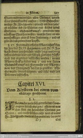 Capitel XVI. Vom Klystiren bei einem vom Schlage gerührten