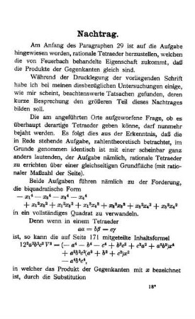 Anhang: Verzeichnis der die rationalen Tetraeder behandelnden