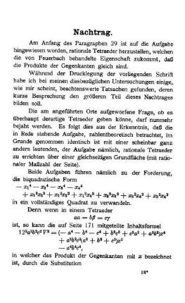 Anhang: Verzeichnis der die rationalen Tetraeder behandelnden