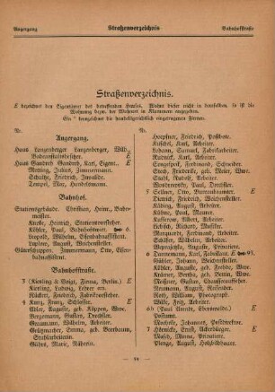 Straßenverzeichnis