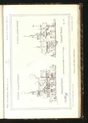 Tafel 45: Sommersitz im Walde zu Heinrichshorst bei Magdeburg: Nodrwest-Fassade, Südwest-Fassade