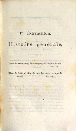 Répertoire portatif de l'histoire et de la littérature des nations espagnole et portugaise, Tome I, Cahier I.