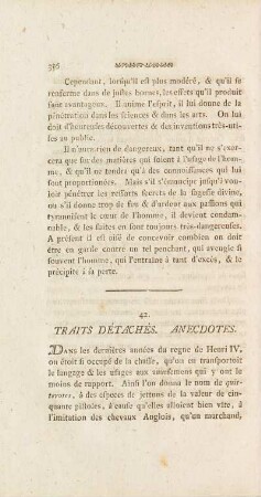 42. Traits Détachés. Anecdotes.