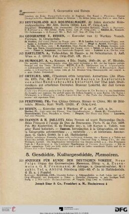 8. Geschichte, Kulturgeschichte, Memoiren (Nr. 321-370)