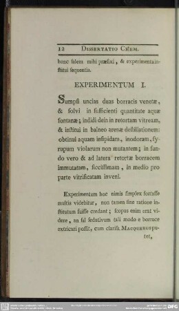 Experimentum I