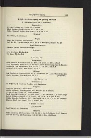 Offizierstellenbesetzung im Feldzug 1870/71