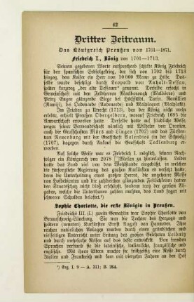 Dritter Zeitraum. Das Königreich Preußen von 1701 - 1871