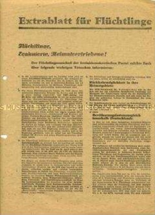 Wahlaufruf des Flüchtlingsausschusses der SPD Schleswig-Holstein