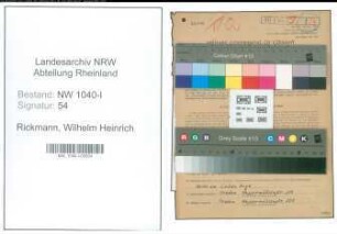 Entnazifizierung Wilhelm Heinrich Rickmann , geb. 08.01.1900 (Betriebsfuehrer)