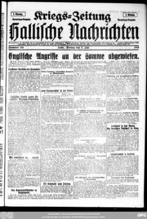 Hallische Nachrichten ; [...] ; Kriegs-Zeitung, Kriegs-Zeitung Vormittags-Ausgabe